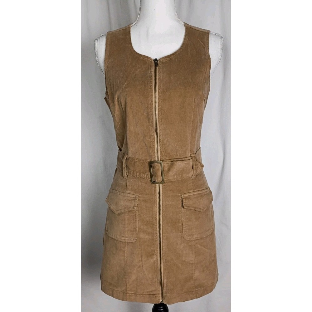 Rewash Brand Y2K  Full Zip Corduroy Dress Size S Belted Pocket